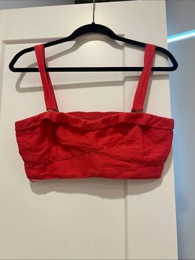 Maeve Red linen Cropped Bustier